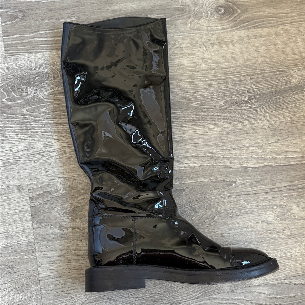 Balenciaga Shiny Black Knee-High Boots - Picture 9 of 14